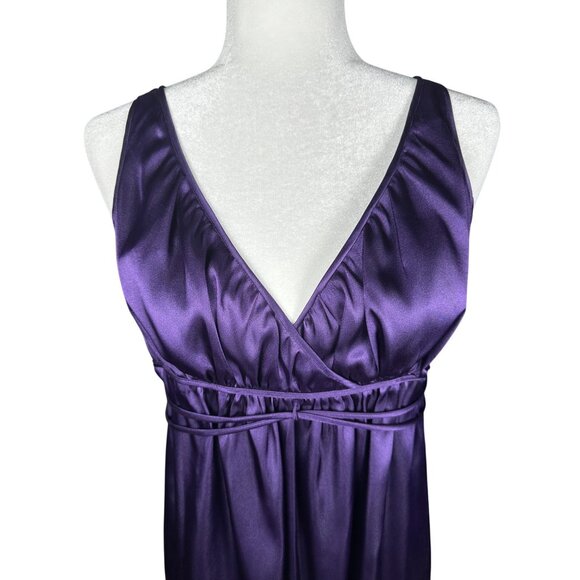Vintage Purple Satin Midi Dress Size 6 Goddess Fairy Renaissance Y2K 90's - Picture 7 of 11